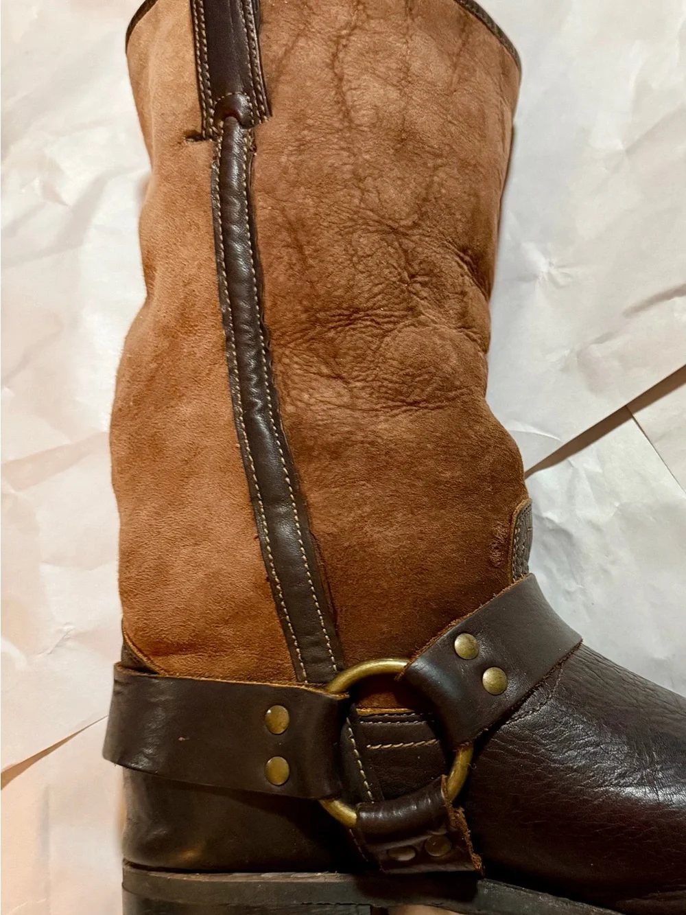Frye Men’s Mixed Media Shearling Harness 12R